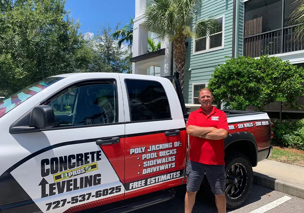 Ron Davidson with the Concrete Leveling Pros truck